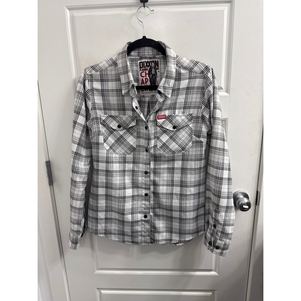 Dixxon Flannel Co Chaplin White Black Plaid Button Up Shirt Womens Medium